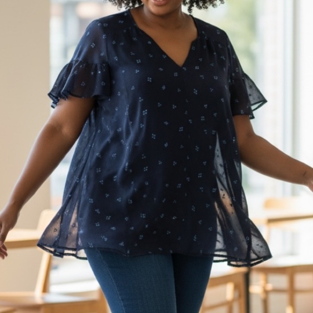 Ava & Viv Dark Blue Blouse